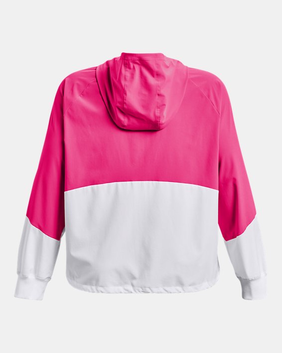 Women's UA Woven Full-Zip Jacket, Pink, pdpMainDesktop image number 6